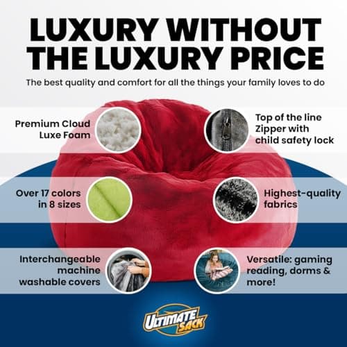 ULTIMATE SACK Oversize Camel Suede Bean Bag Chair for Adults