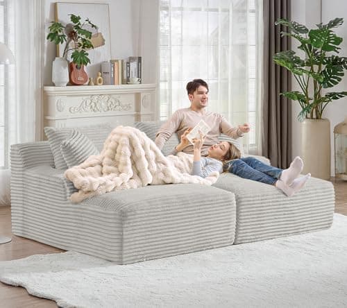 Modern 50-inch Upholstered Corduroy Deep Seat Sofa Bed for Living Room, Bedroom Apartment, Grey
| Oversized Chaise Lounge Chair Indoor Sleeper Sofa Couch for Living Room, Bedroom Apartment, Grey
| Deep Seat Sofa Bed with Armrests and 3 Throw Pillows