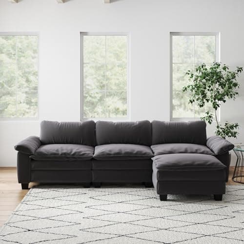 Oversized Velvet L-Shaped Sofa for Living Room and Bedroom