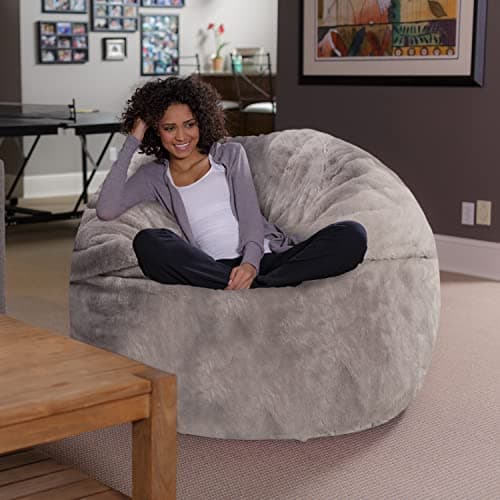 Plush Memory Foam Bean Bag Chair for Dorm Room - Gray - 5 Feet