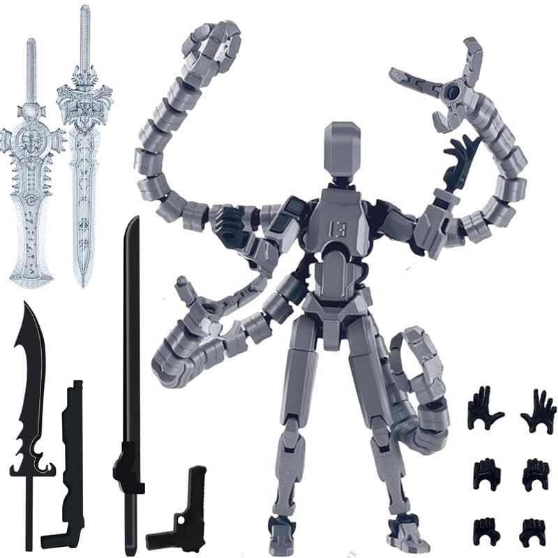 Lucky 13 3D Printed Four Claws Robot, 5.2 Inch (Gold)