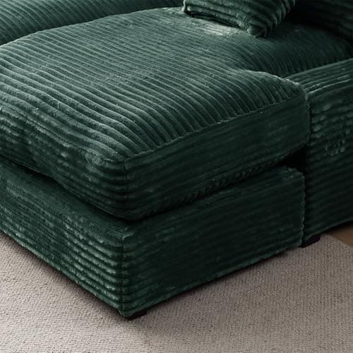 Antetek Green Corduroy Double Chaise Lounge Chair with Thick Cushion