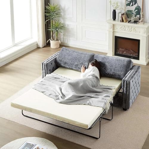 Antetek Green 2-in-1 Queen Size Pull Out Sofa Bed with Memory Foam Mattress