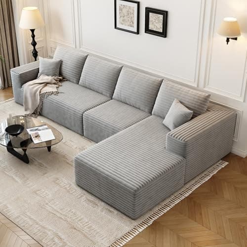 107.5" Cloud Modular Sectional with Ottoman, Black Left Facing Chaise (No Assembly Required)