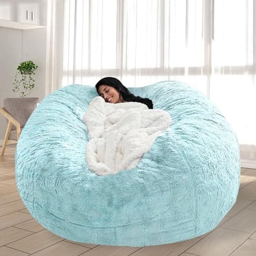 Giant Grey Bean Bag Chair for Adults and Kids, No-Fill, Stuffed Animal Storage