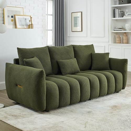 Modern 82 Beige Boucle Sofa for Living Room, Bedroom, Office, Apartment