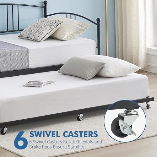 IDEALHOUSE Metal Twin Daybed with Trundle, Black