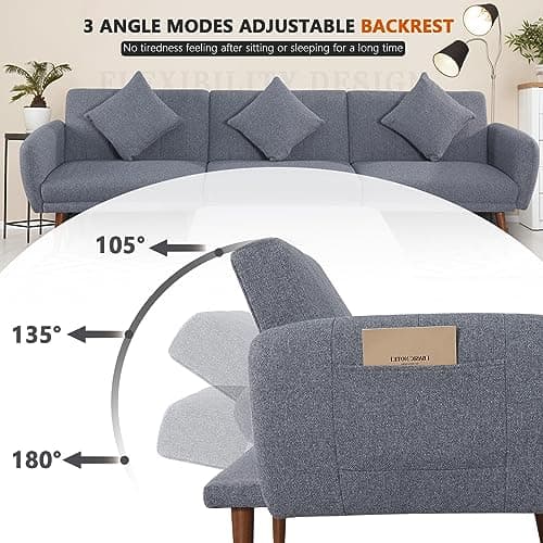 Noble Mood Sleeper Sectional Sofa with Reclining Backrest and Ottoman