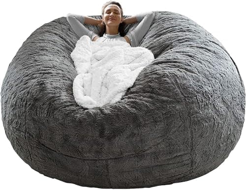 Kids & Adult Bean Bag Chair Cover, Gray PV Velvet (6FT)