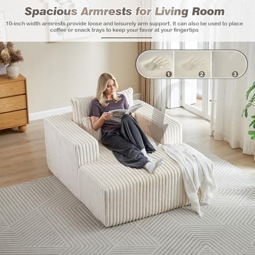 Modern Oversized Chaise Lounge Chair for Living Room or Bedroom