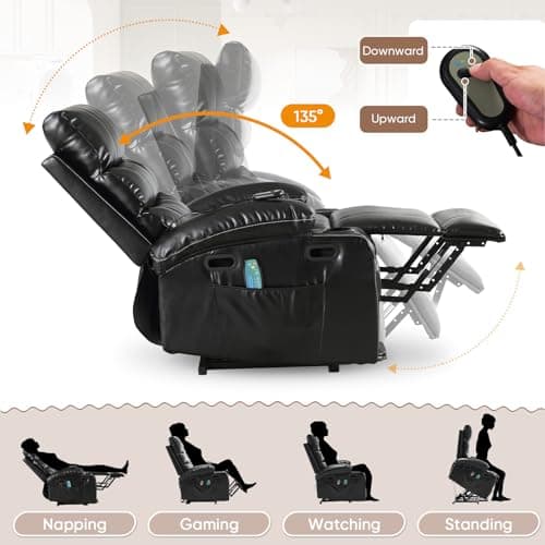 Antetek Electric Recliner Massage Chair with Heat & Cup Holders for Elderly