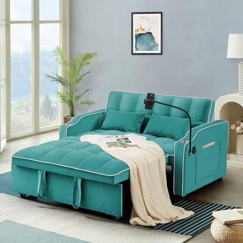 Modern Sleeper Sofa with USB & Type C Port - 3-in-1 Convertible Loveseat Futon for Living Room Apartment