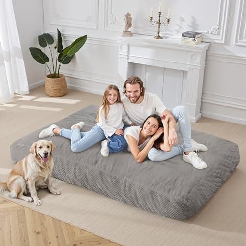 HABUTWAY Grey Queen Giant Chenille Bean Bag Chair, Ultra Soft & Convertible