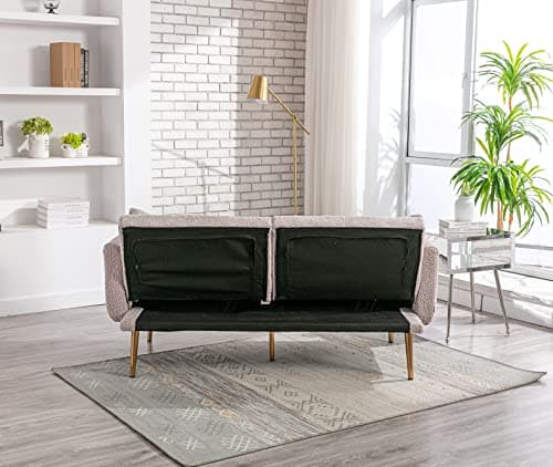 Modern Grey Convertible Futon Sofa Bed with Adjustable Positions