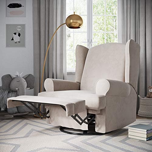 STORKCRAFT Ivory Upholstered Swivel Glider with USB Charging Port
