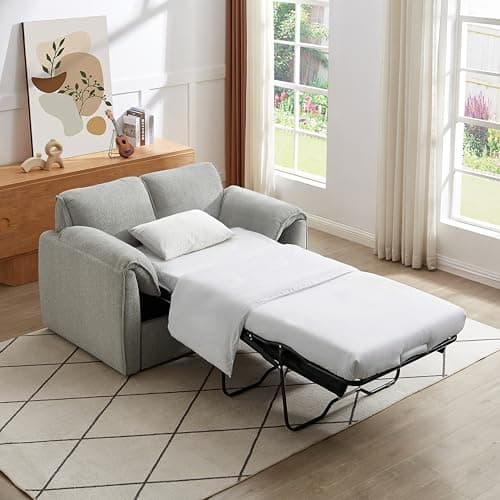 Eafurn 3-in-1 Convertible Pull-Out Sofa Bed Queen Size, Corduroy Lounge with Pillows & Storage