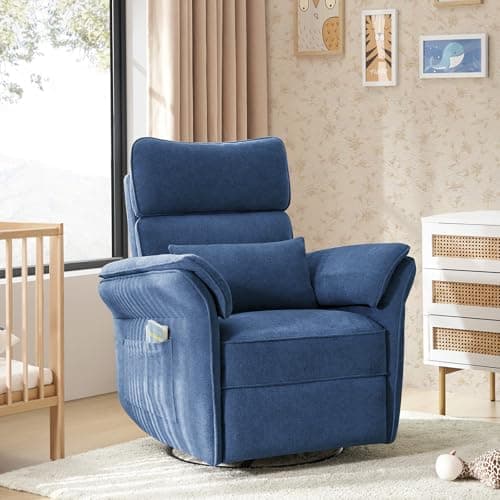 HULALAhome Mossy Green Nursery Glider Recliner with Storage