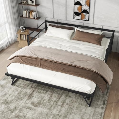 Metallic Black Twin Daybed with Pop Up Trundle for Any Room