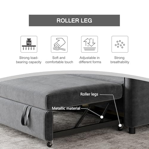 Futon Sofa Bed with Adjustable Backrest, Grey