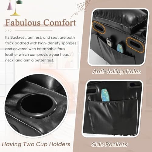 Antetek Electric Recliner Massage Chair with Heat & Cup Holders for Elderly