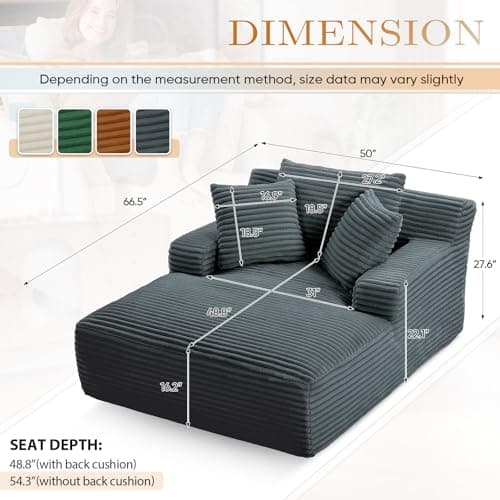 Modern Oversized Chaise Lounge Chair with Sleeper Sofa Bed for Living Room or Bedroom