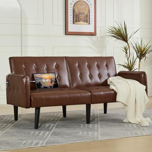 TYBOATLE 65" Convertible Futon Sofa Bed, Grey