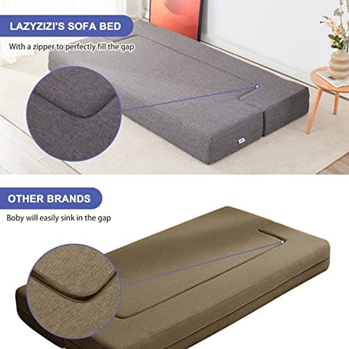 Fold Out Couch Bed with 2 Pillows & Washable Cover, Queen Size