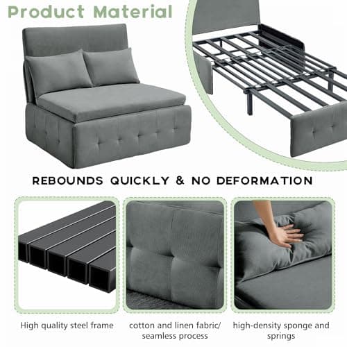 Dark Gray 3-in-1 Convertible Sofa Bed, Twin Pull-Out Futon Couch