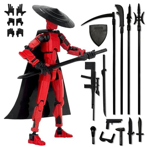 T13 Action Figure Accessories, Dummy 13 Multi-Jointed 3D Printed Toys (Black)