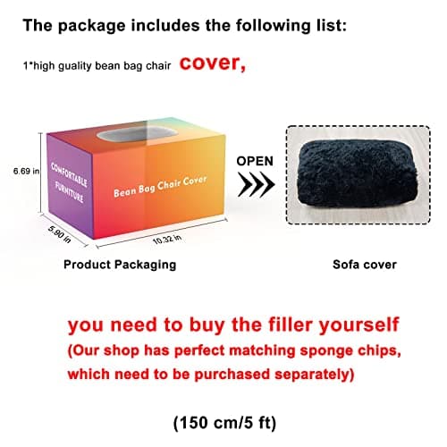 LapEasy Giant Dark Grey PV Velvet Bean Bag Chair Cover