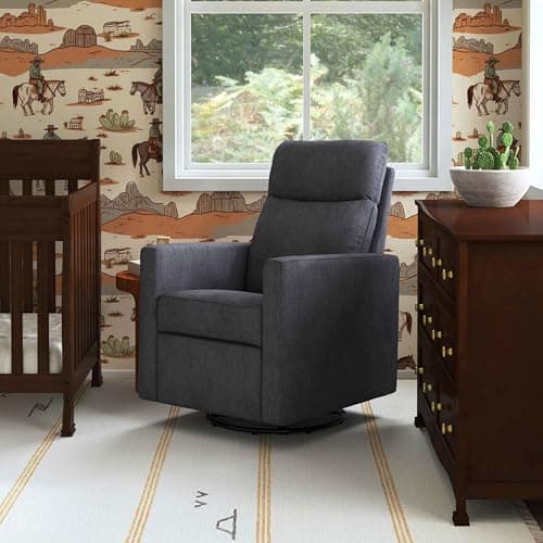 Shadow Grey Gabby Polyester Pillowback Swivel Glider | Greenguard Gold & CertiPUR-US Certified