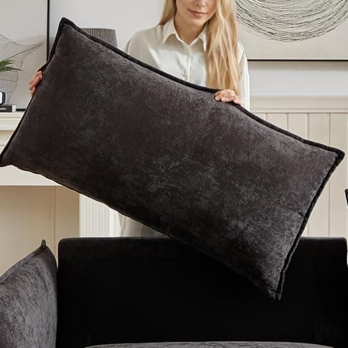 Antetek 88-inch Oversized Chenille Loveseat Sofa, Modern & Comfortable for Living Room, Bedroom & More, Black