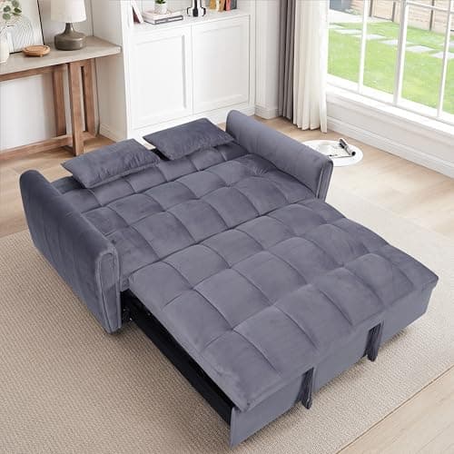 ERYE 3-in-1 Queen Convertible Sleeper Sofa Bed Modern Living Room Couch with 2 Pillows for Home, Apartment, RV