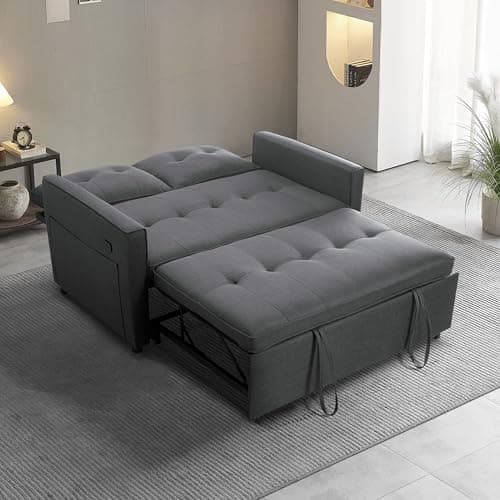3-in-1 Convertible Sofa Bed: Dark Grey Pull Out Sleeper with USB Ports