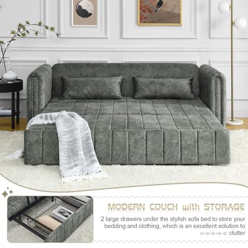Modern Oversized Sleeper Sofa with Pullout Bed for Living Room