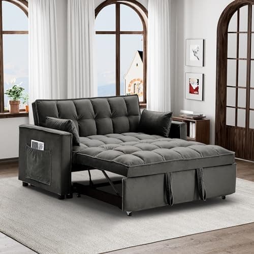Ouyessir 3 in 1 Convertible Sleeper Sofa Bed - Dark Grey