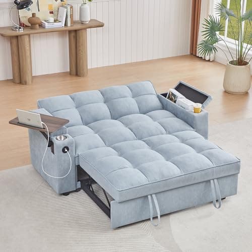 3-in-1 Queen Convertible Couch Bed Velvet Sleeper Sofa for Living Room