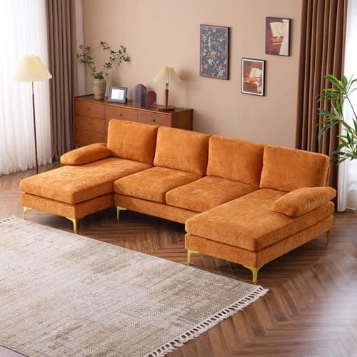 VINGLI Beige 4-Seat U-Shaped Sectional with Chaise for Living Room