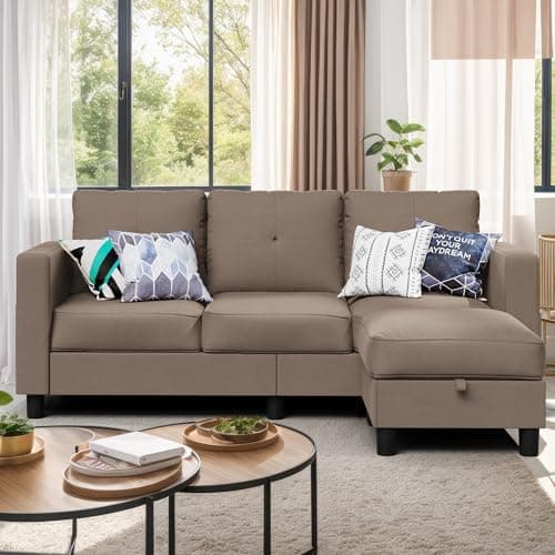 Shintenchi 79 Inch L-Shaped Sectional Sofa, Dark Grey, Living Room Essential