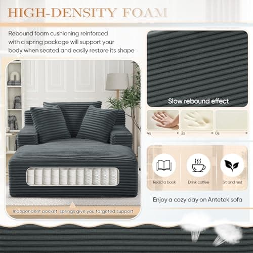 Modern Oversized Chaise Lounge Chair with Sleeper Sofa Bed for Living Room or Bedroom