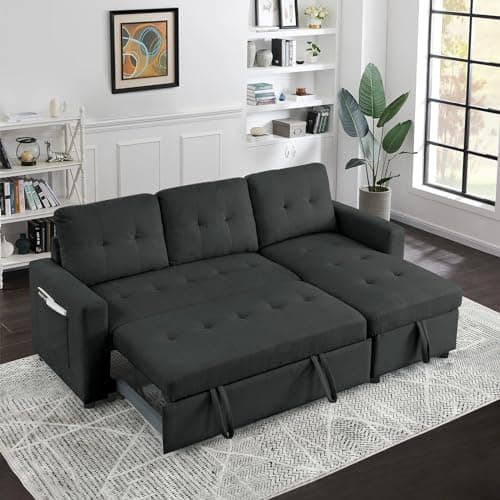 Reversible Sleeper Sectional Sofa with Pull-Out Bed for Small Living Rooms