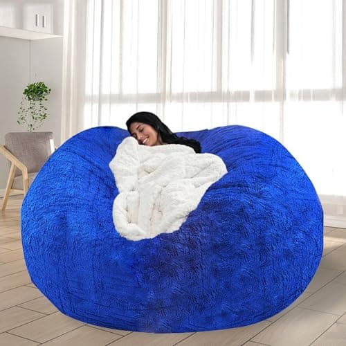 Giant Grey Bean Bag Chair for Adults and Kids, No-Fill, Stuffed Animal Storage