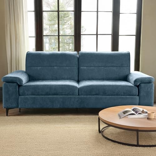 Beige 88.97" Deep Seat Chenille Sleeper Sofa with High Legs