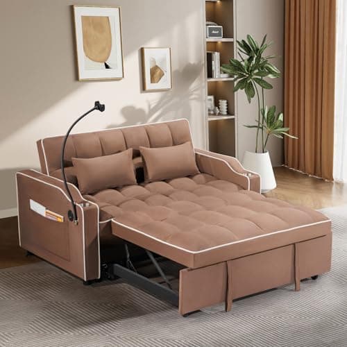 3-in-1 Velvet Convertible Sofa Bed with Adjustable Backrest, Gray