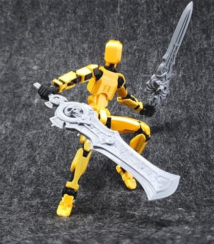 T13 Collectible 3D Printed Action Figure, Gold Black, Desktop Decor, Dummy 13 Robot