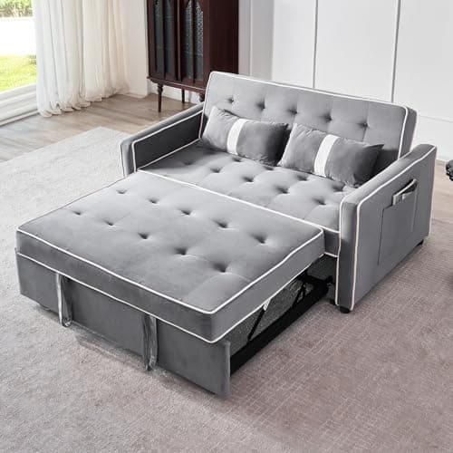 3-in-1 Pull-Out Sofa Bed with Adjustable Backrest - Grey
