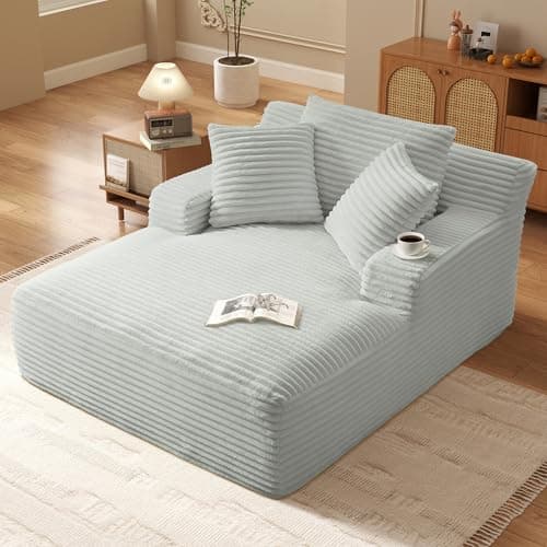 Fluffy Cloud Couch Oversized Chaise Lounge, Dark Grey, No Assembly, 400lbs Capacity