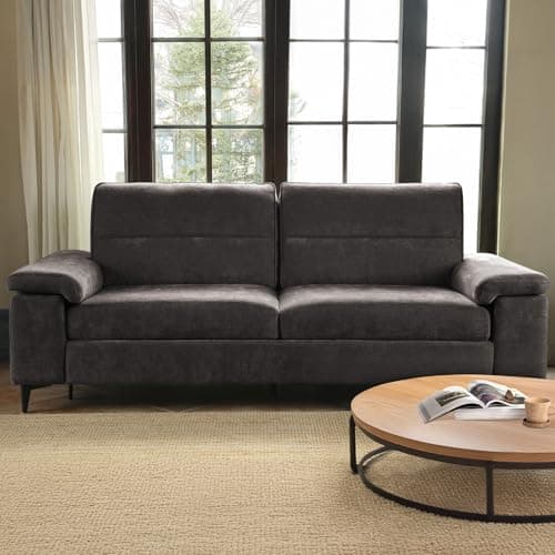 Beige 88.97" Deep Seat Chenille Sleeper Sofa with High Legs