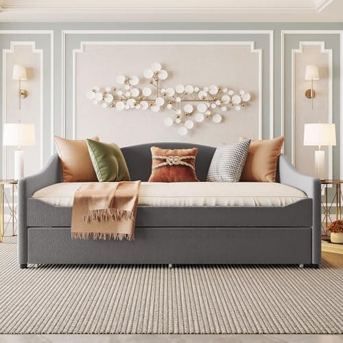 Twin Size Upholstered Daybed with Trundle and LED Light, Gray for Guest Room and Apartment
Twin Size Teddy Fleece Day Bed Frame with Solid Wood Slats, Gray for No Spring Box Needed Bedroom
Twin Size Daybed with Trundle and LED Light, Easy Assembly Da