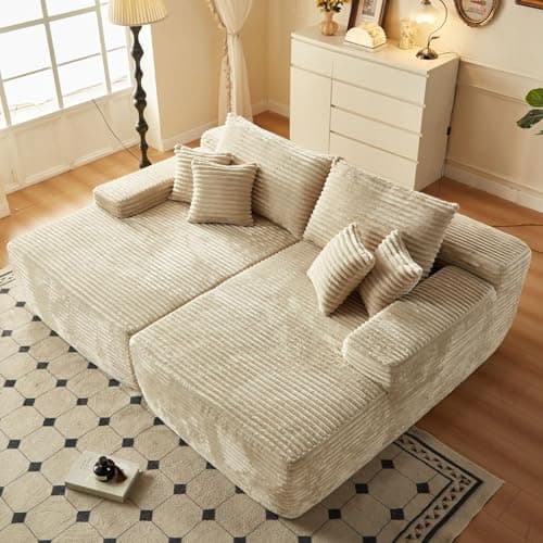 Stupendous Grey Faux Fur Oversized Chaise Lounge Chair Sofa Bed (81", 2PCS)